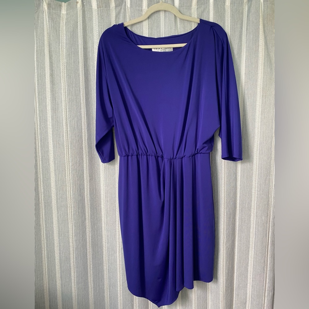 Trina Turk Deep Purple, Jersey, Dolman Sleeve Dress - Size 8